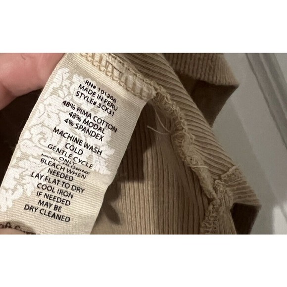 Soft Surroundings Short Sleeve Top Womens PM PETITE  Ribbed V-Neck Stretch Slit - Picture 2 of 9